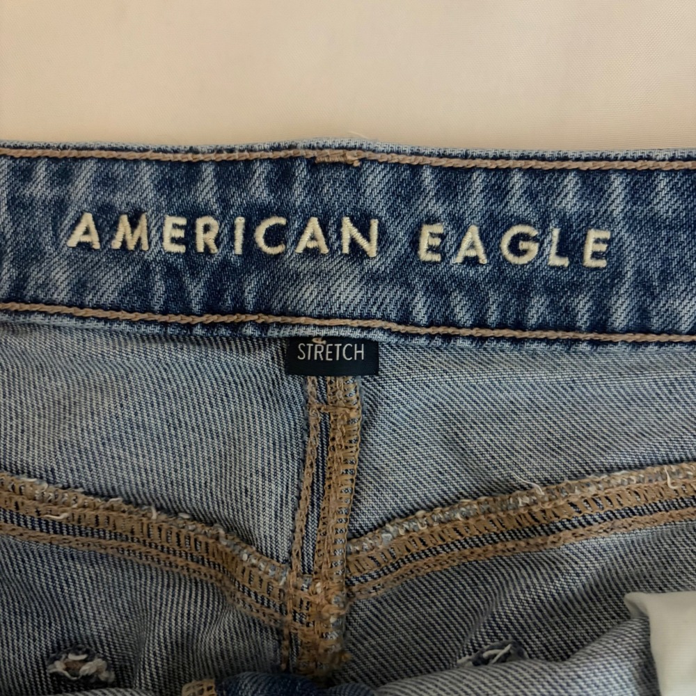 American Eagle Women Medium Wash Stretch Wide Leg High Rise Jeans Blue Size 14 - Picture 8 of 14